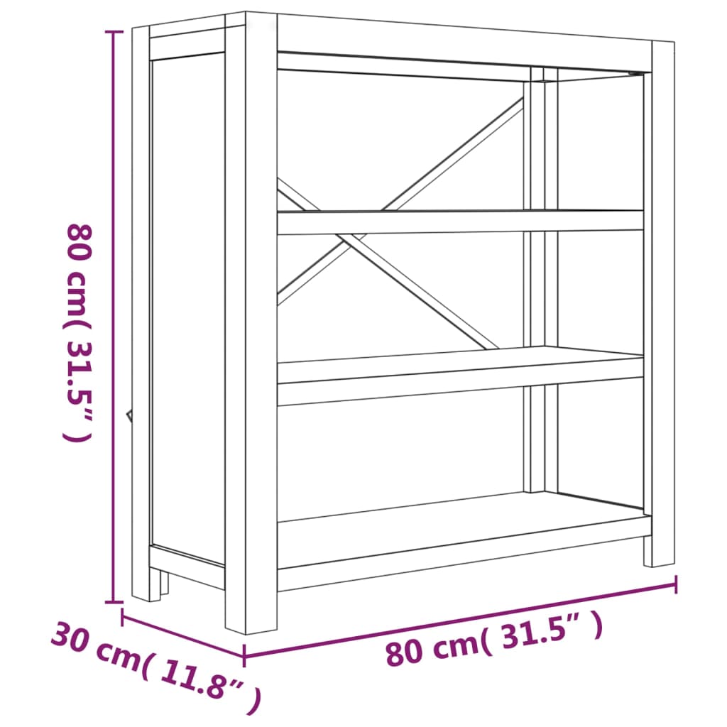 vidaXL Regał na z 3 półkami, 80x30x80 cm, lite drewno akacjowe