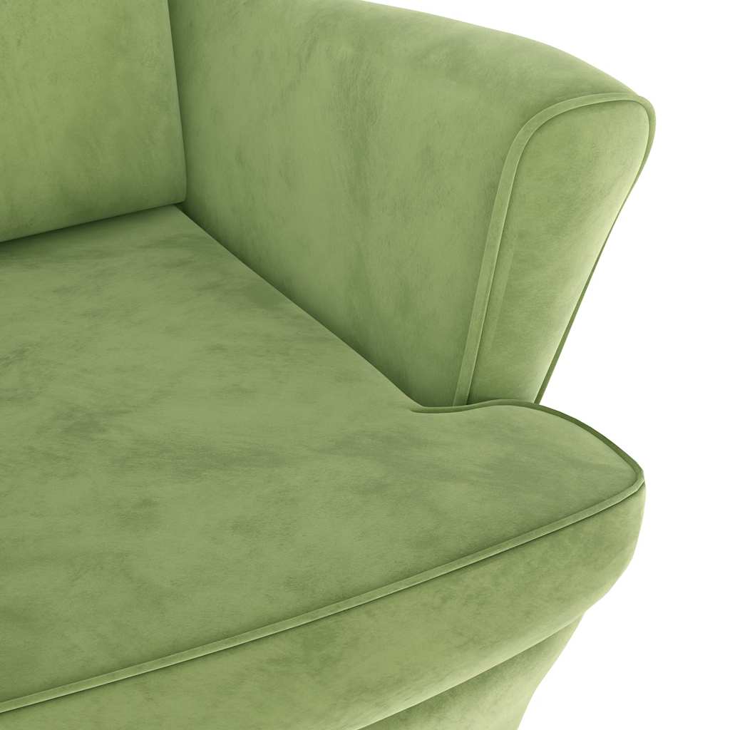 vidaXL Fotel uszak z podnóżkiem, jasnozielony, tapicerowany aksamitem