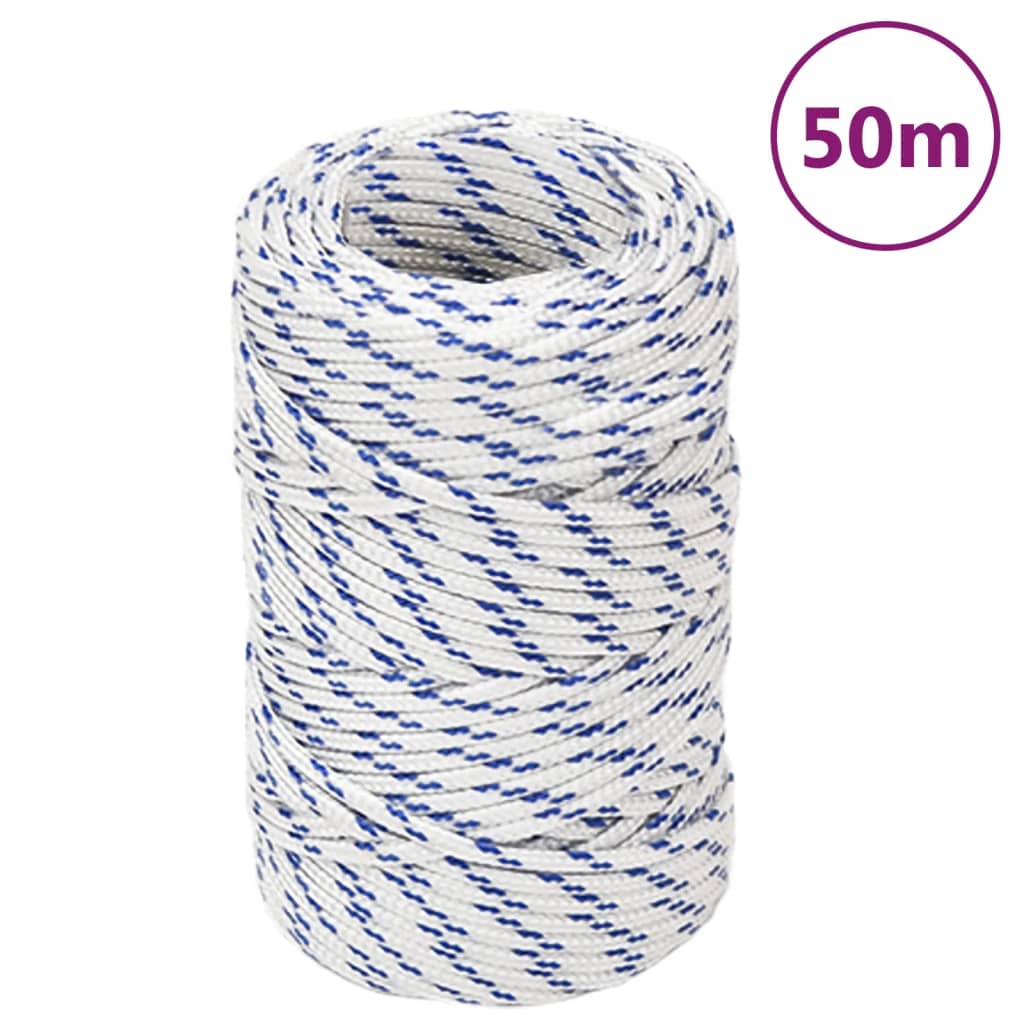 vidaXL Linka żeglarska, biała, 2 mm, 50 m, polipropylen