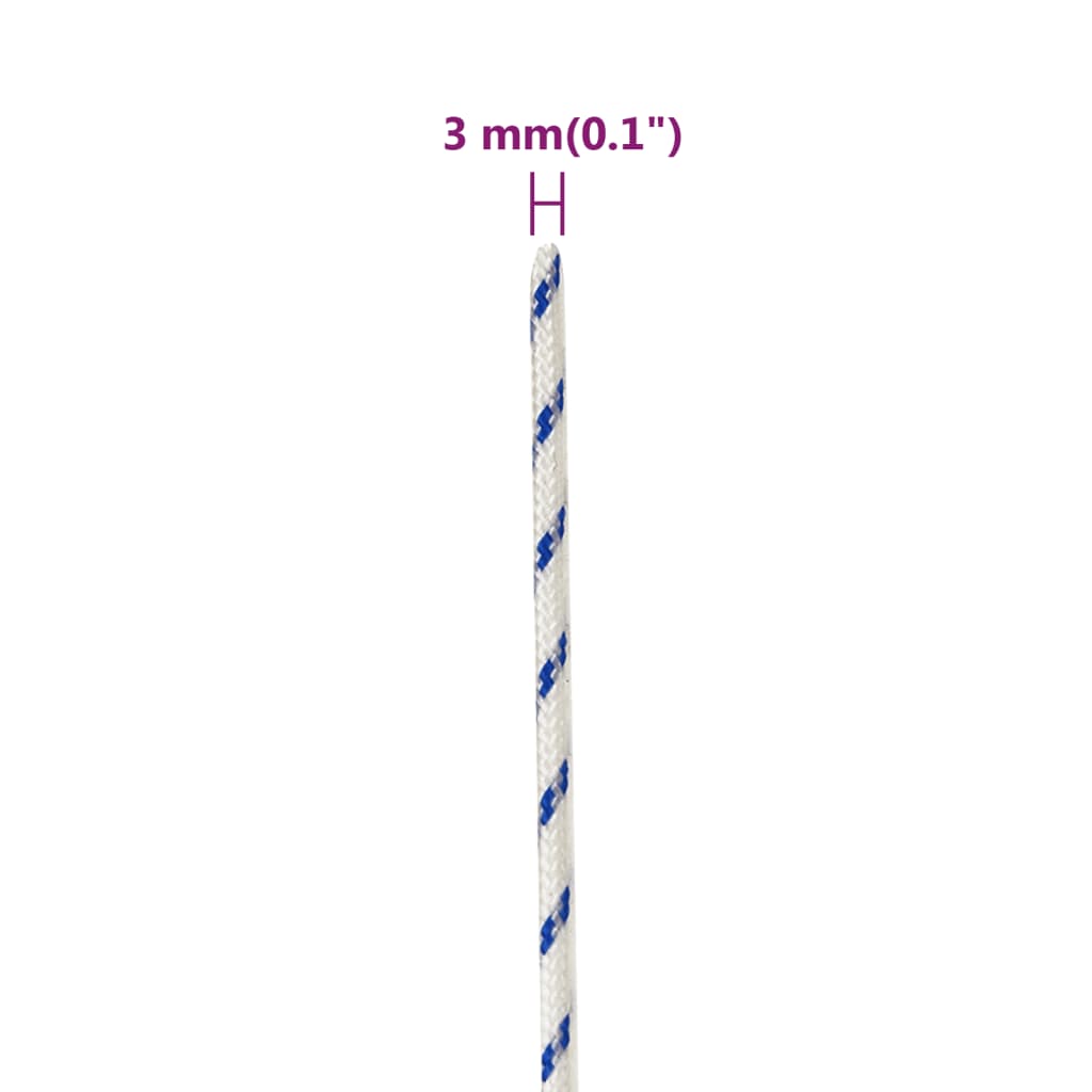 vidaXL Linka żeglarska, biała, 3 mm, 25 m, polipropylen