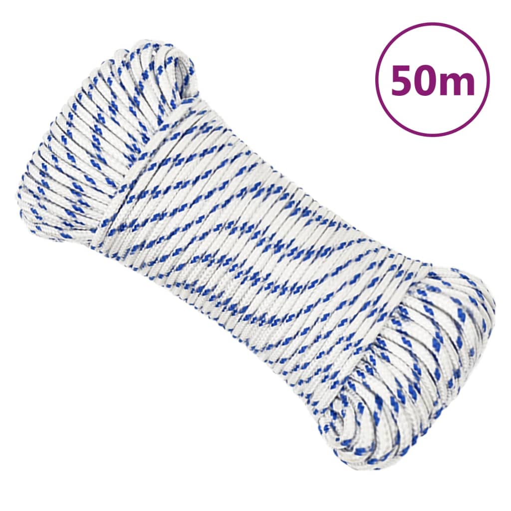 vidaXL Linka żeglarska, biała, 4 mm, 50 m, polipropylen