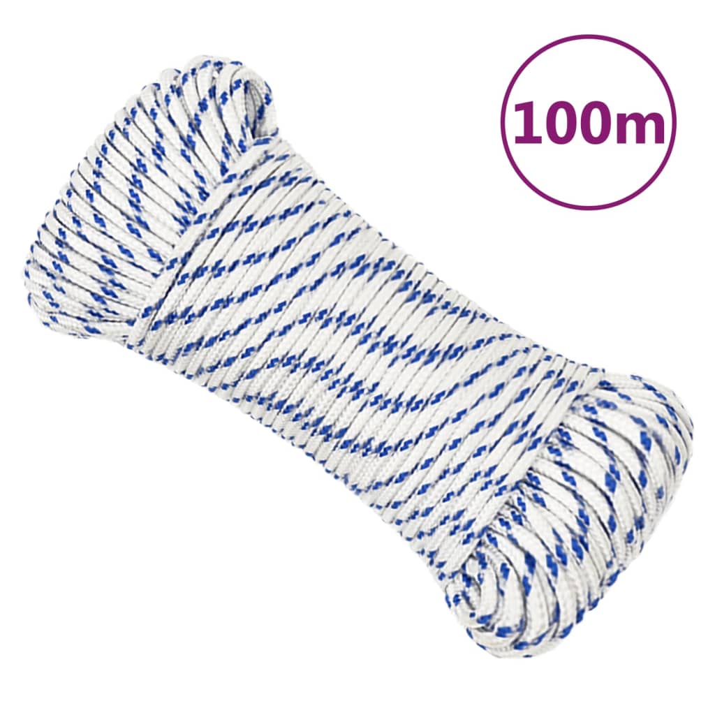 vidaXL Linka żeglarska, biała, 4 mm, 100 m, polipropylen