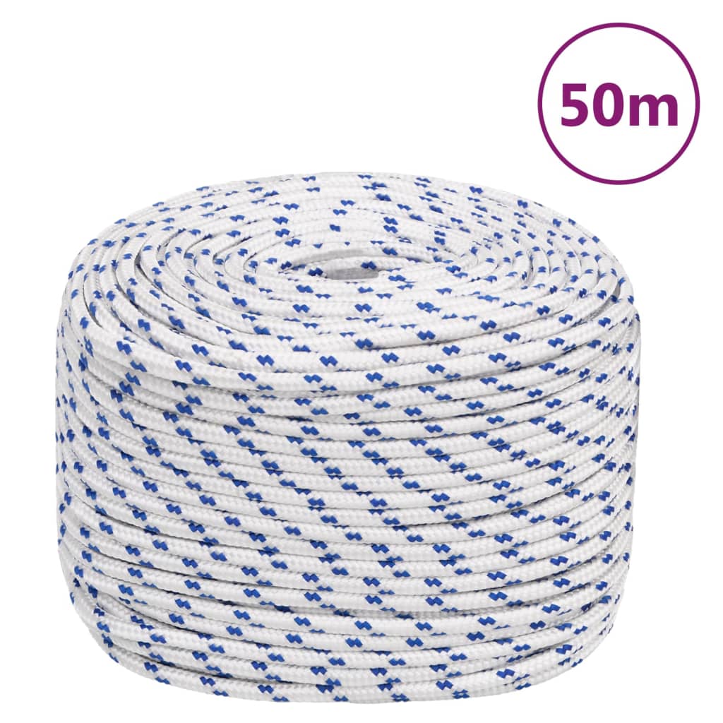 vidaXL Linka żeglarska, biała, 8 mm, 50 m, polipropylen