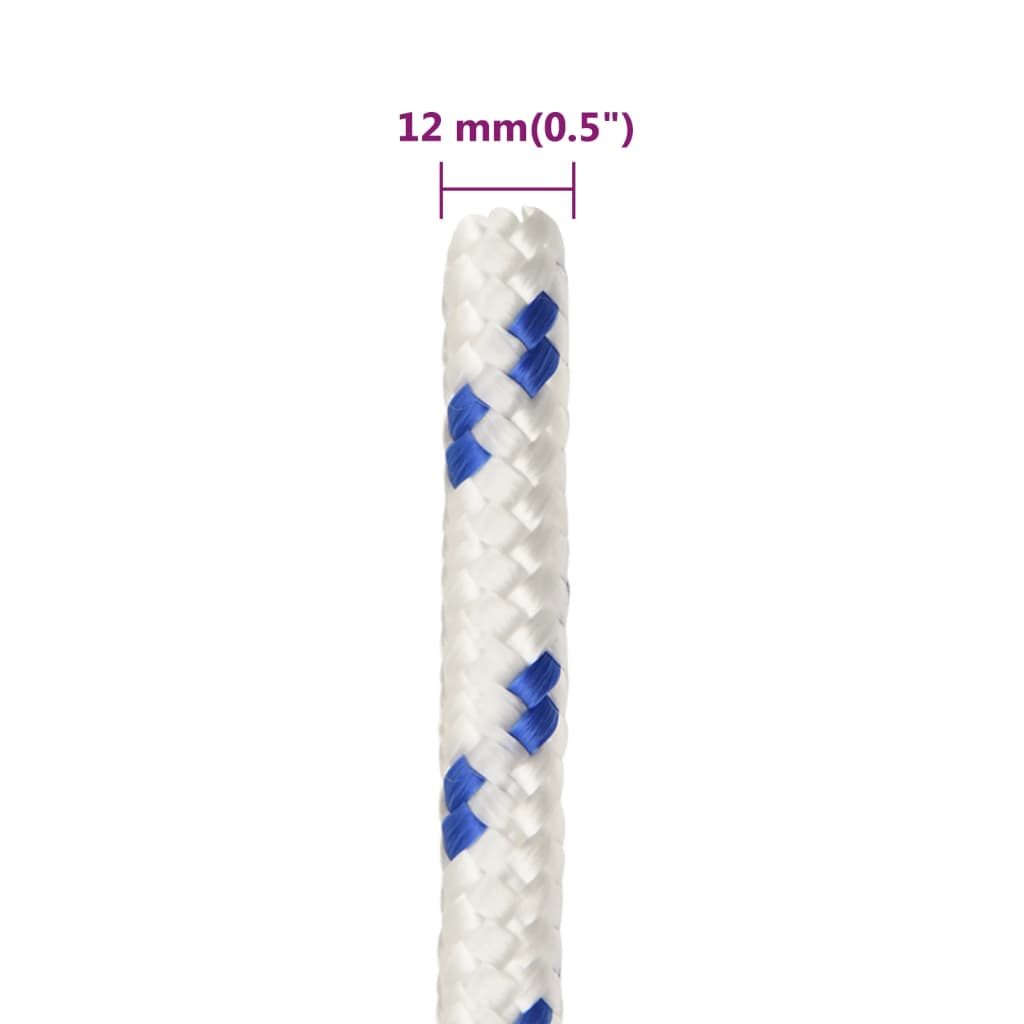 vidaXL Linka żeglarska, biała, 12 mm, 25 m, polipropylen