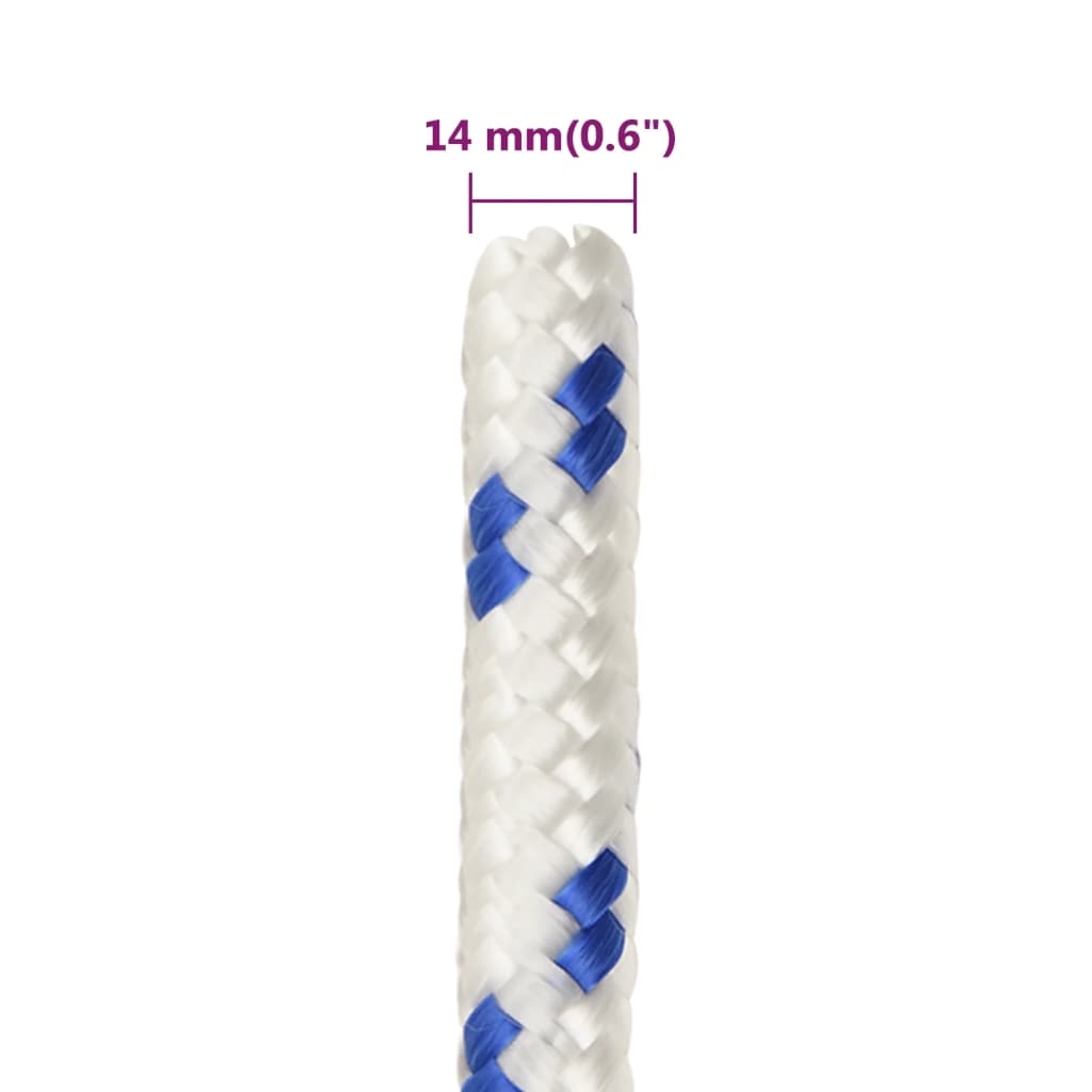 vidaXL Linka żeglarska, biała, 14 mm, 25 m, polipropylen