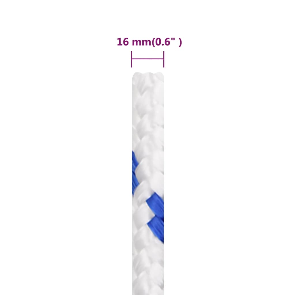 vidaXL Linka żeglarska, biała, 16 mm, 25 m, polipropylen