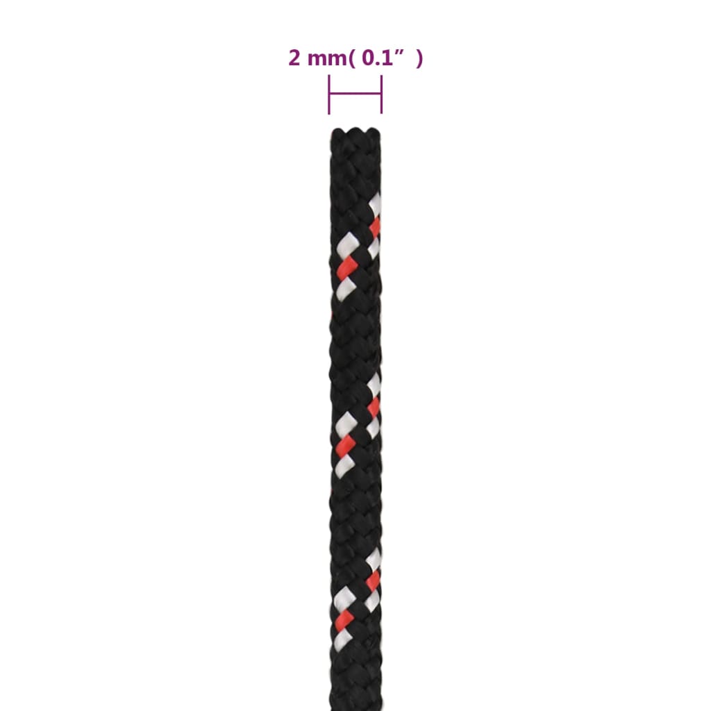 vidaXL Linka żeglarska, czarna, 2 mm, 100 m, polipropylen