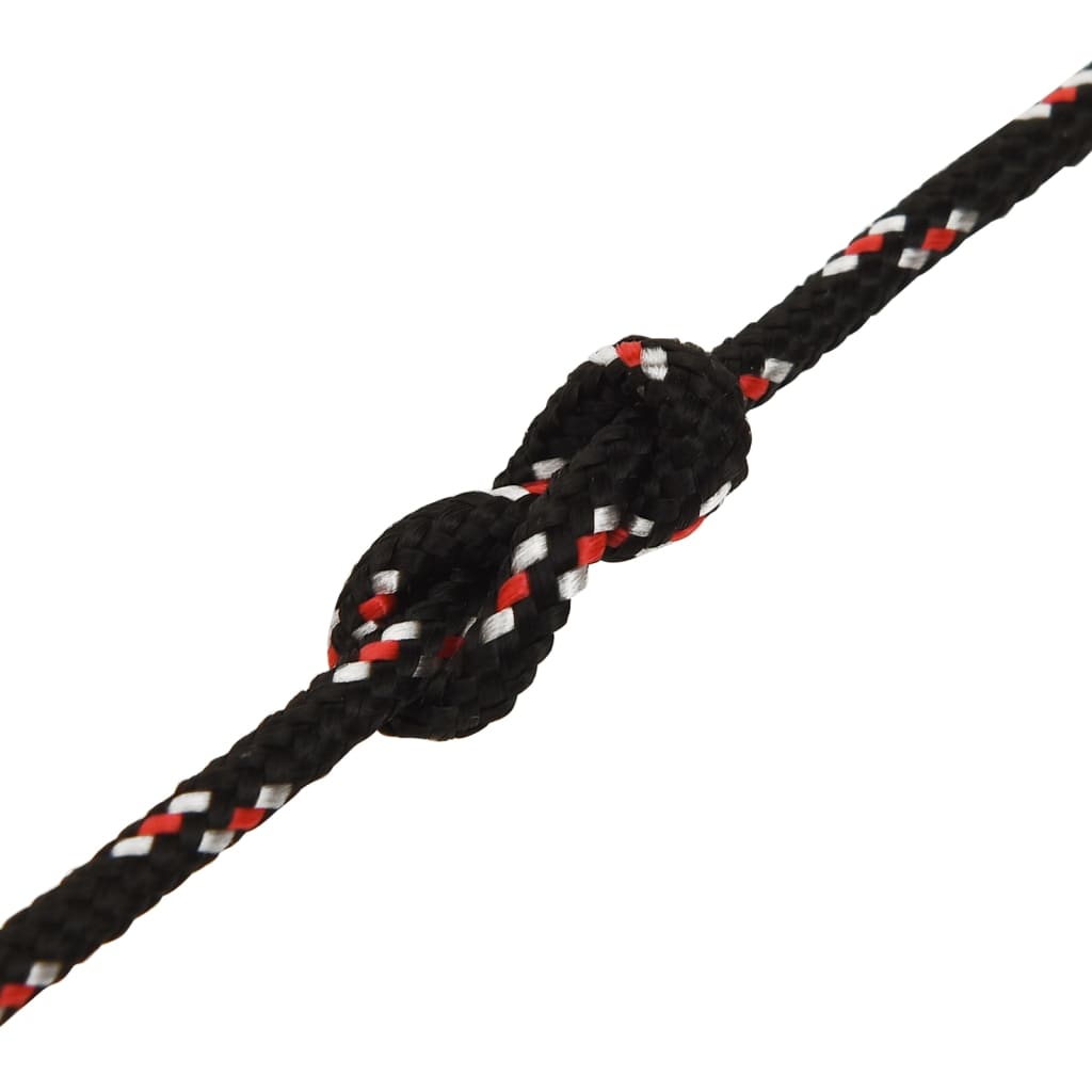 vidaXL Linka żeglarska, czarna, 3 mm, 50 m, polipropylen