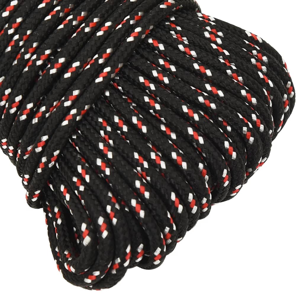 vidaXL Linka żeglarska, czarna, 4 mm, 25 m, polipropylen