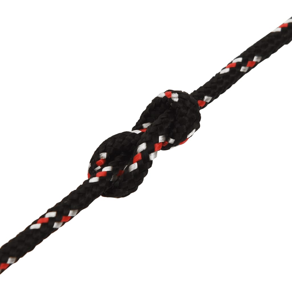 vidaXL Linka żeglarska, czarna, 4 mm, 100 m, polipropylen