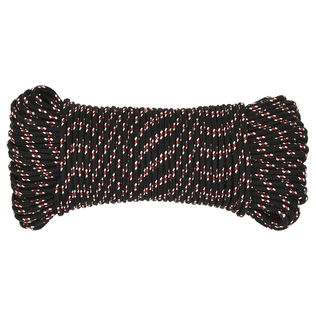 vidaXL Linka żeglarska, czarna, 5 mm, 100 m, polipropylen