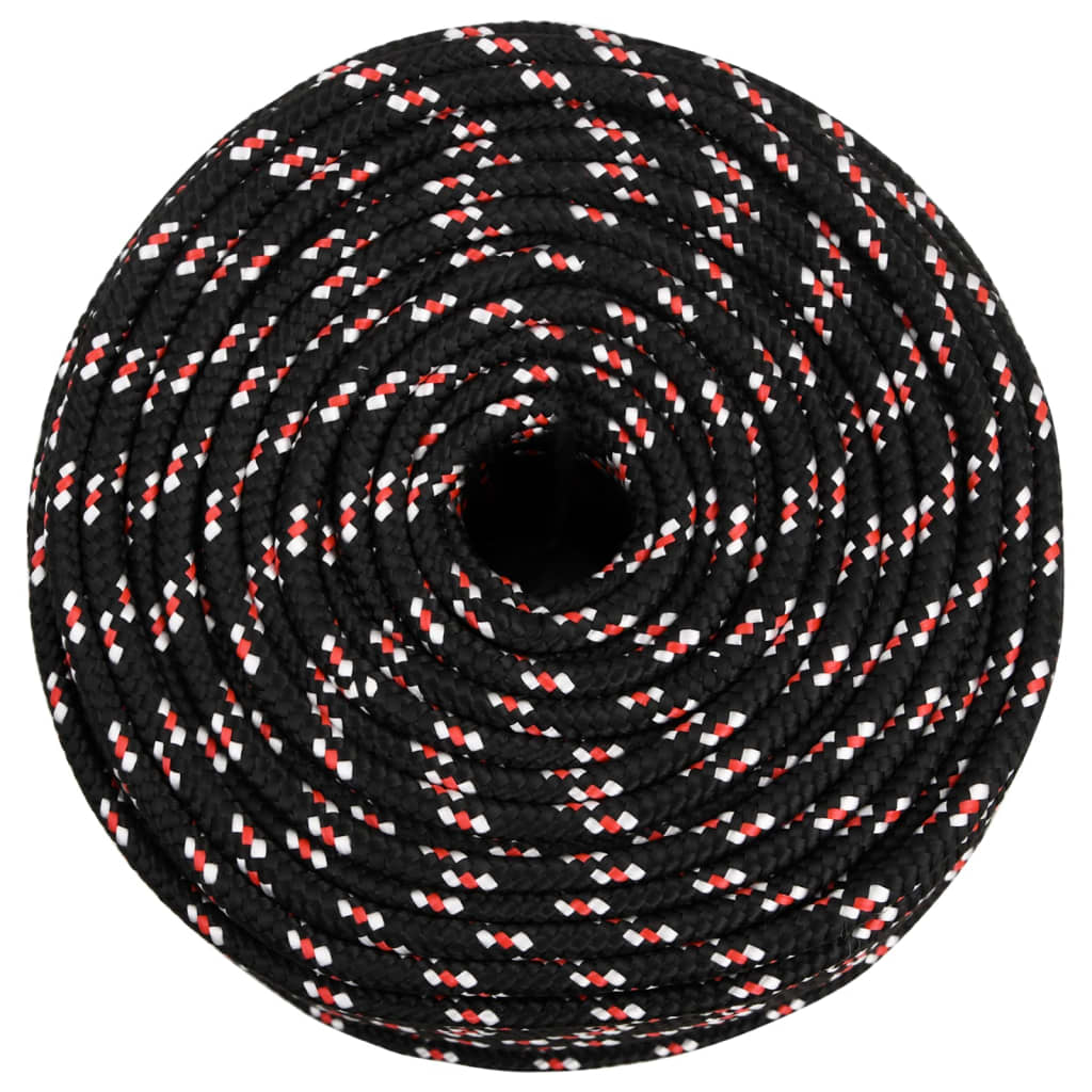 vidaXL Linka żeglarska, czarna, 6 mm, 50 m, polipropylen