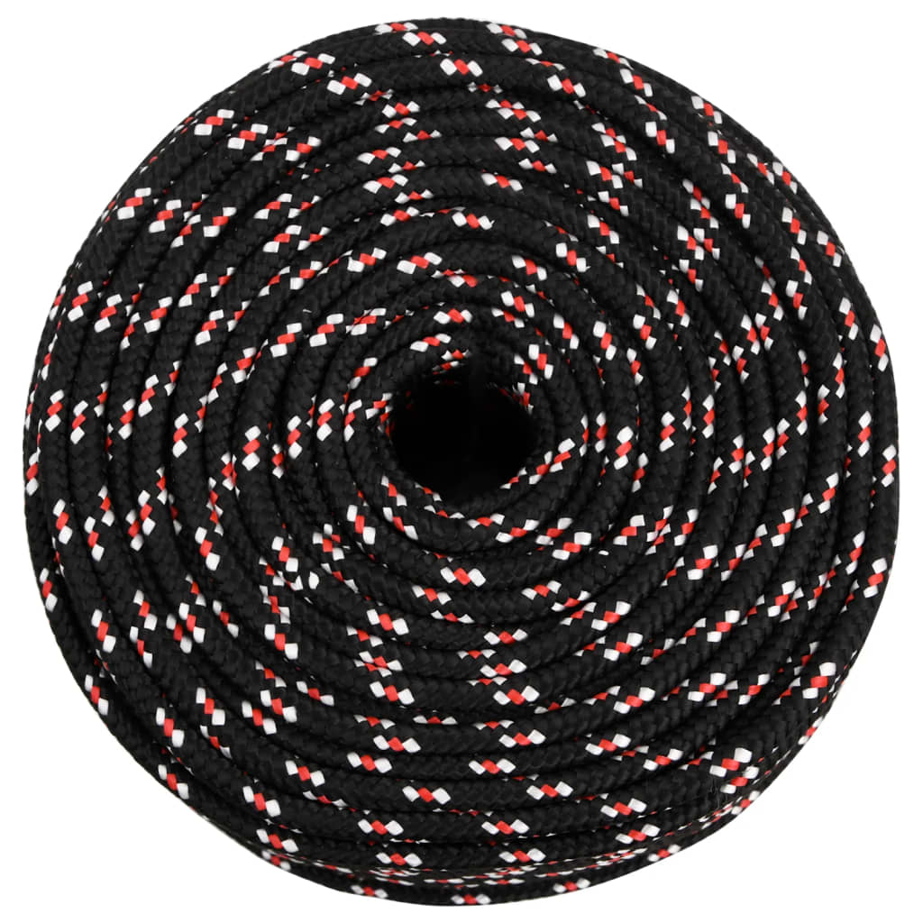 vidaXL Linka żeglarska, czarna, 8 mm, 25 m, polipropylen