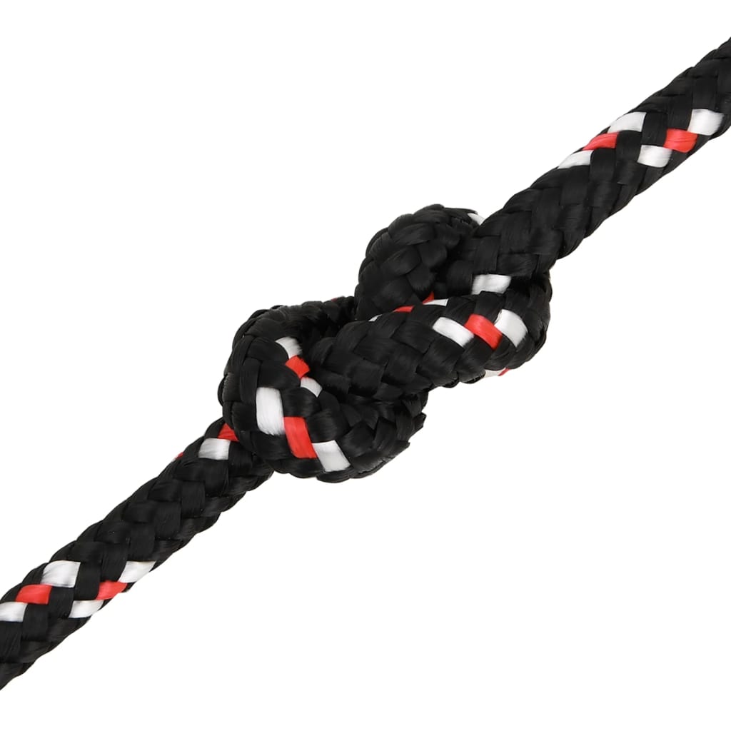 vidaXL Linka żeglarska, czarna, 8 mm, 25 m, polipropylen