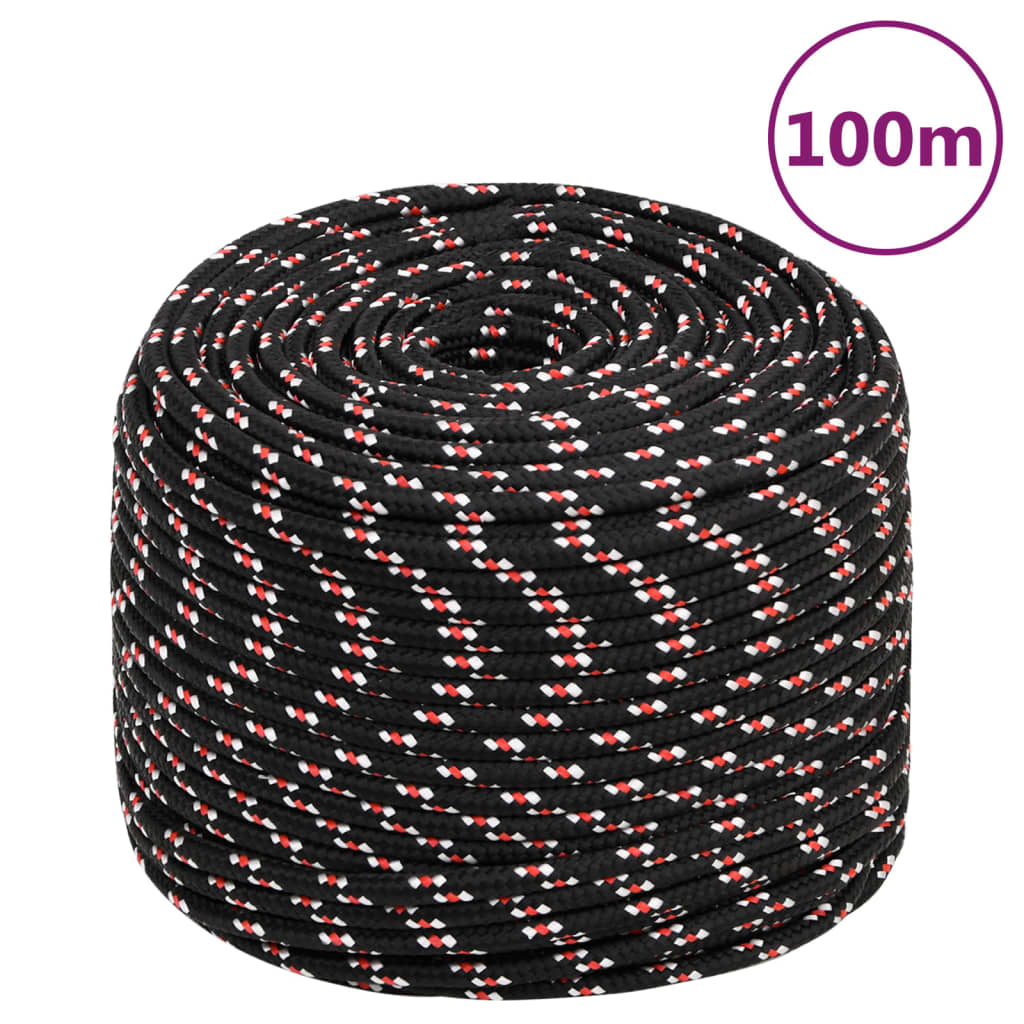 vidaXL Linka żeglarska, czarna, 10 mm, 100 m, polipropylen