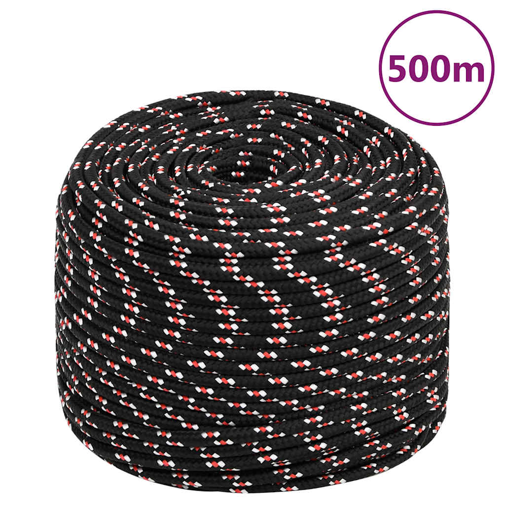 vidaXL Linka żeglarska, czarna, 10 mm, 500 m, polipropylen