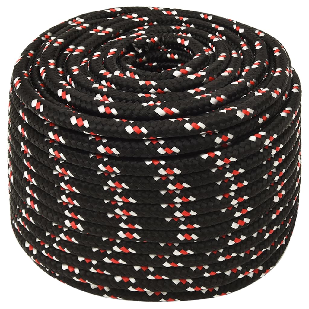 vidaXL Linka żeglarska, czarna, 12 mm, 25 m, polipropylen
