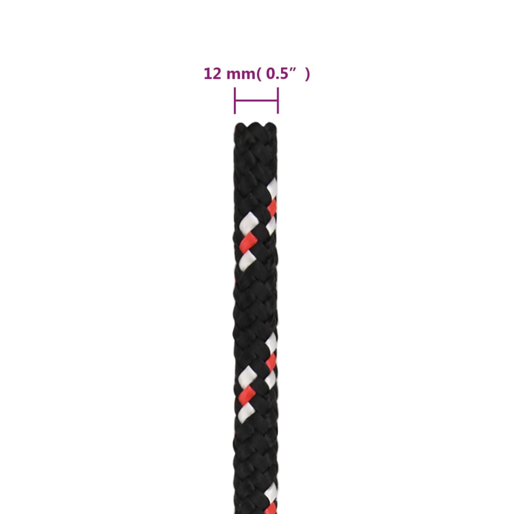 vidaXL Linka żeglarska, czarna, 12 mm, 25 m, polipropylen