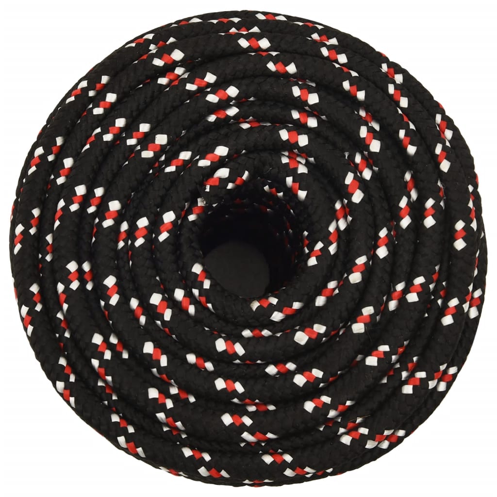 vidaXL Linka żeglarska, czarna, 12 mm, 100 m, polipropylen