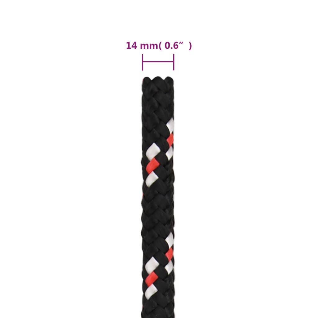 vidaXL Linka żeglarska, czarna, 14 mm, 25 m, polipropylen
