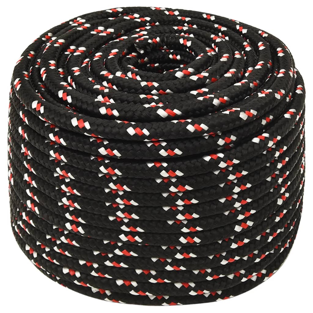vidaXL Linka żeglarska, czarna, 14 mm, 100 m, polipropylen