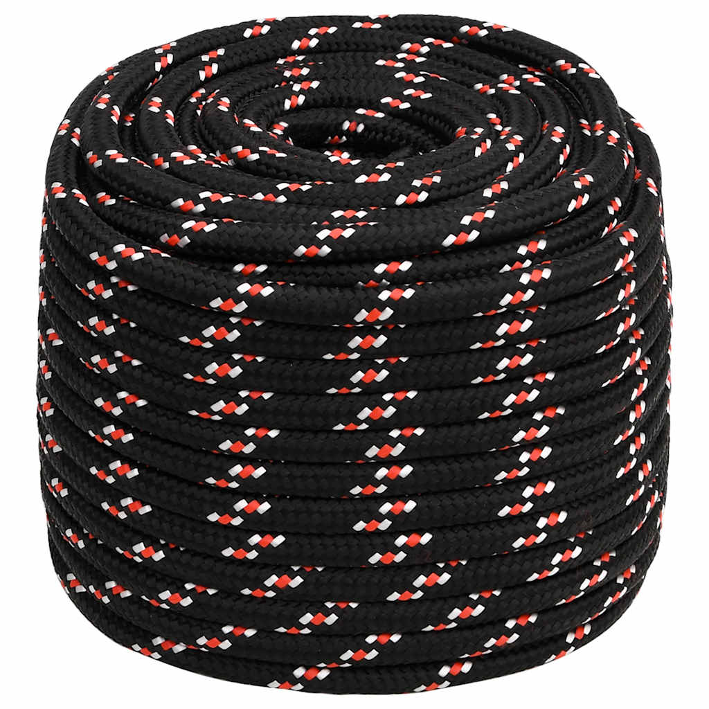 vidaXL Linka żeglarska, czarna, 16 mm, 100 m, polipropylen