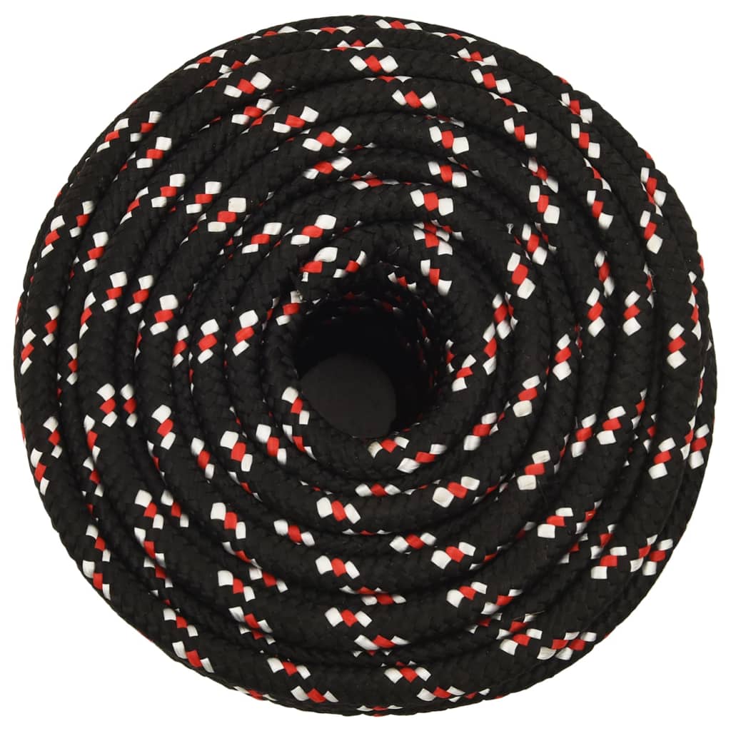 vidaXL Linka żeglarska, czarna, 18 mm, 100 m, polipropylen