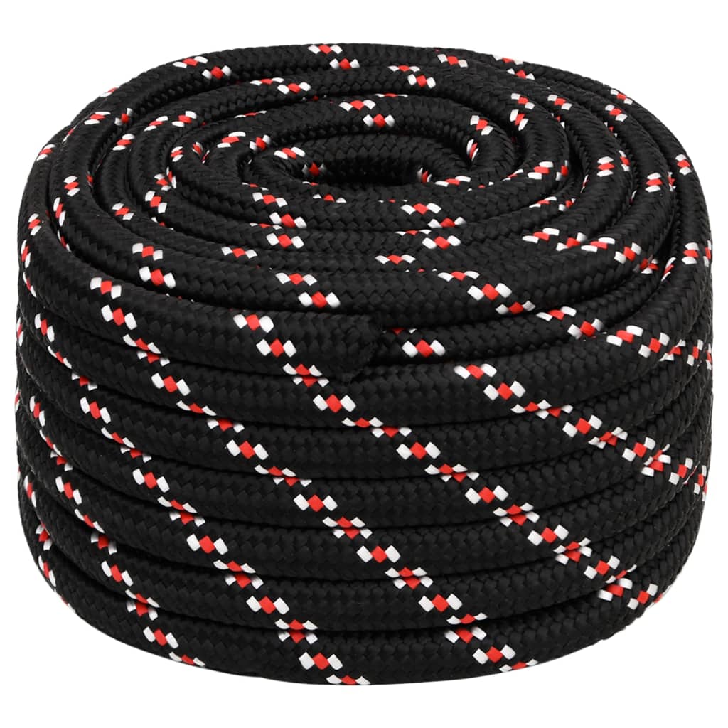 vidaXL Linka żeglarska, czarna, 20 mm, 25 m, polipropylen