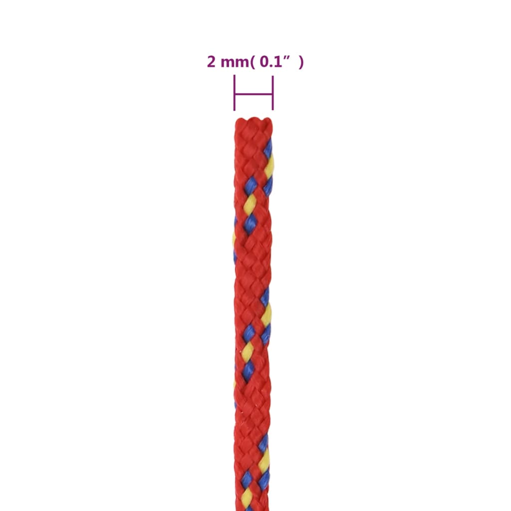 vidaXL Linka żeglarska, czerwona, 2 mm, 25 m, polipropylen
