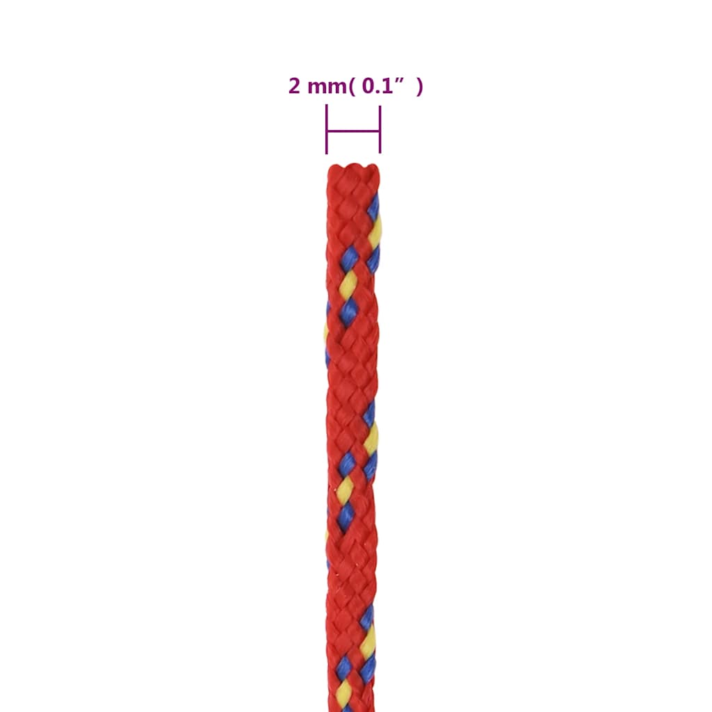 vidaXL Linka żeglarska, czerwona, 2 mm, 50 m, polipropylen