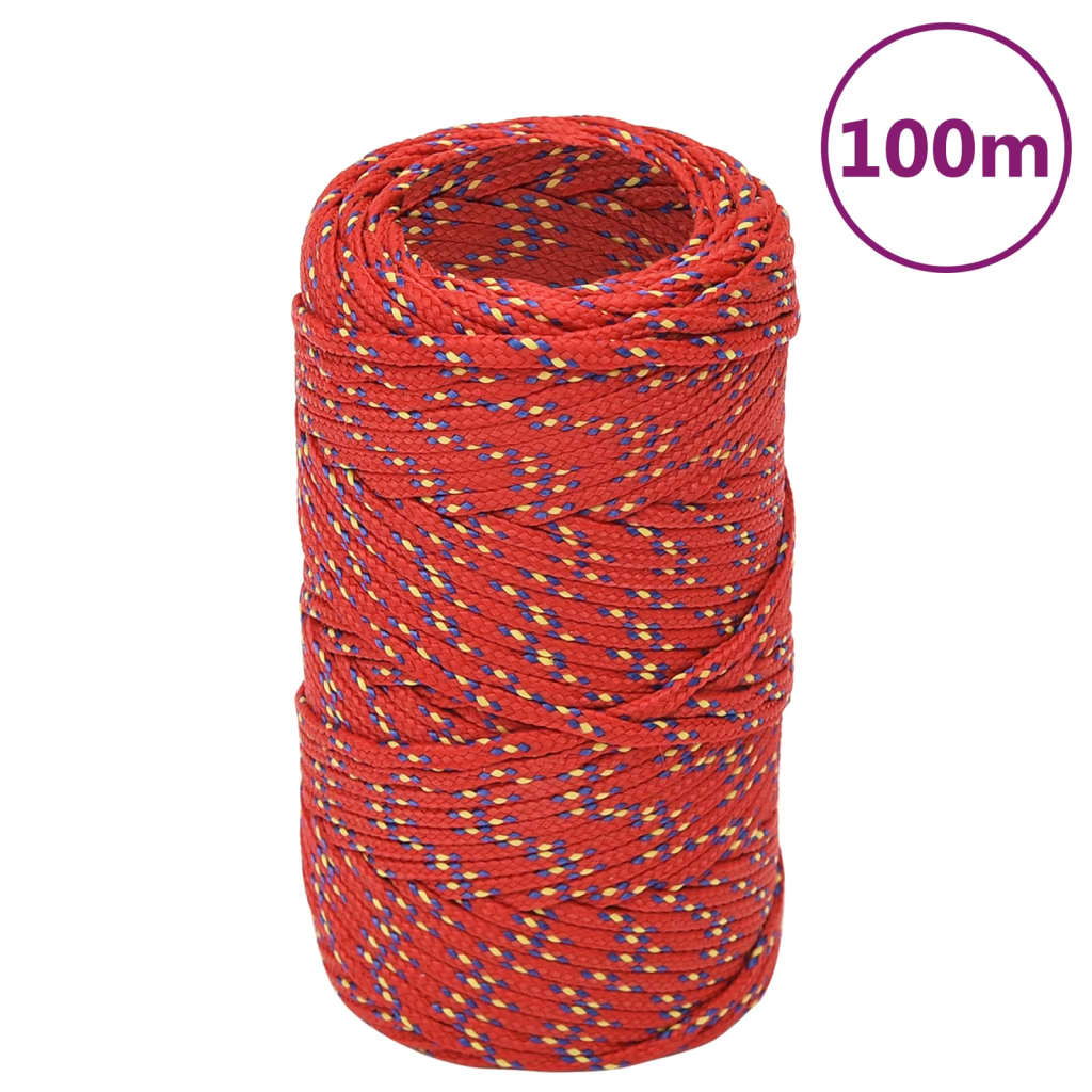 vidaXL Linka żeglarska, czerwona, 2 mm, 100 m, polipropylen