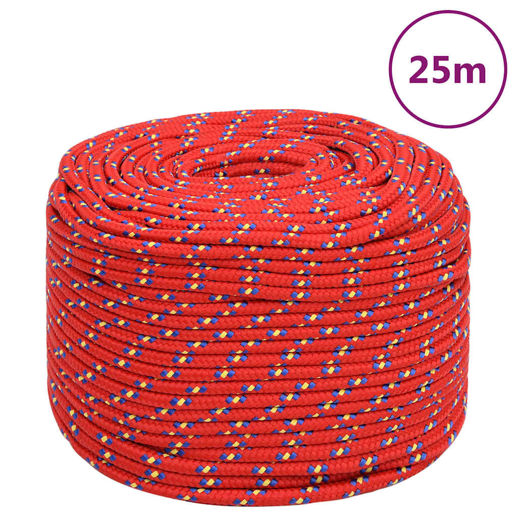 vidaXL Linka żeglarska, czerwona, 6 mm, 25 m, polipropylen