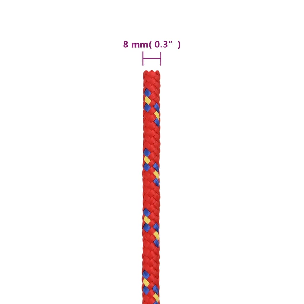 vidaXL Linka żeglarska, czerwona, 8 mm, 25 m, polipropylen