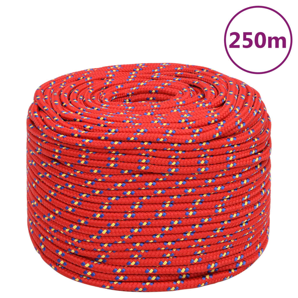 vidaXL Linka żeglarska, czerwona, 8 mm, 250 m, polipropylen