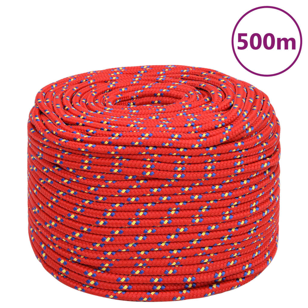 vidaXL Linka żeglarska, czerwona, 10 mm, 500 m, polipropylen