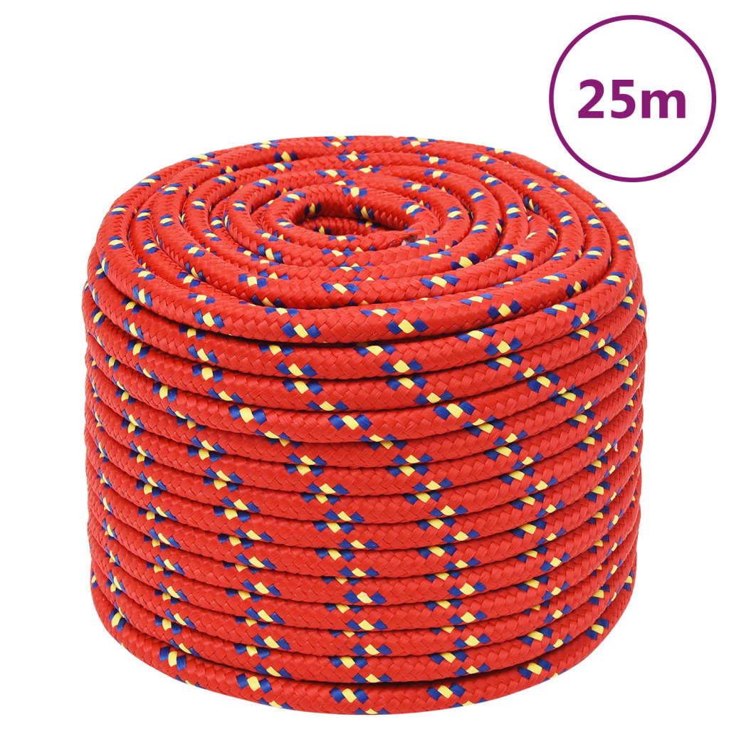 vidaXL Linka żeglarska, czerwona, 12 mm, 25 m, polipropylen