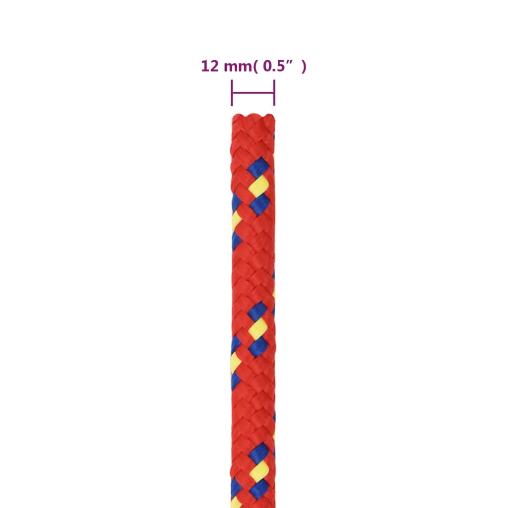 vidaXL Linka żeglarska, czerwona, 12 mm, 25 m, polipropylen