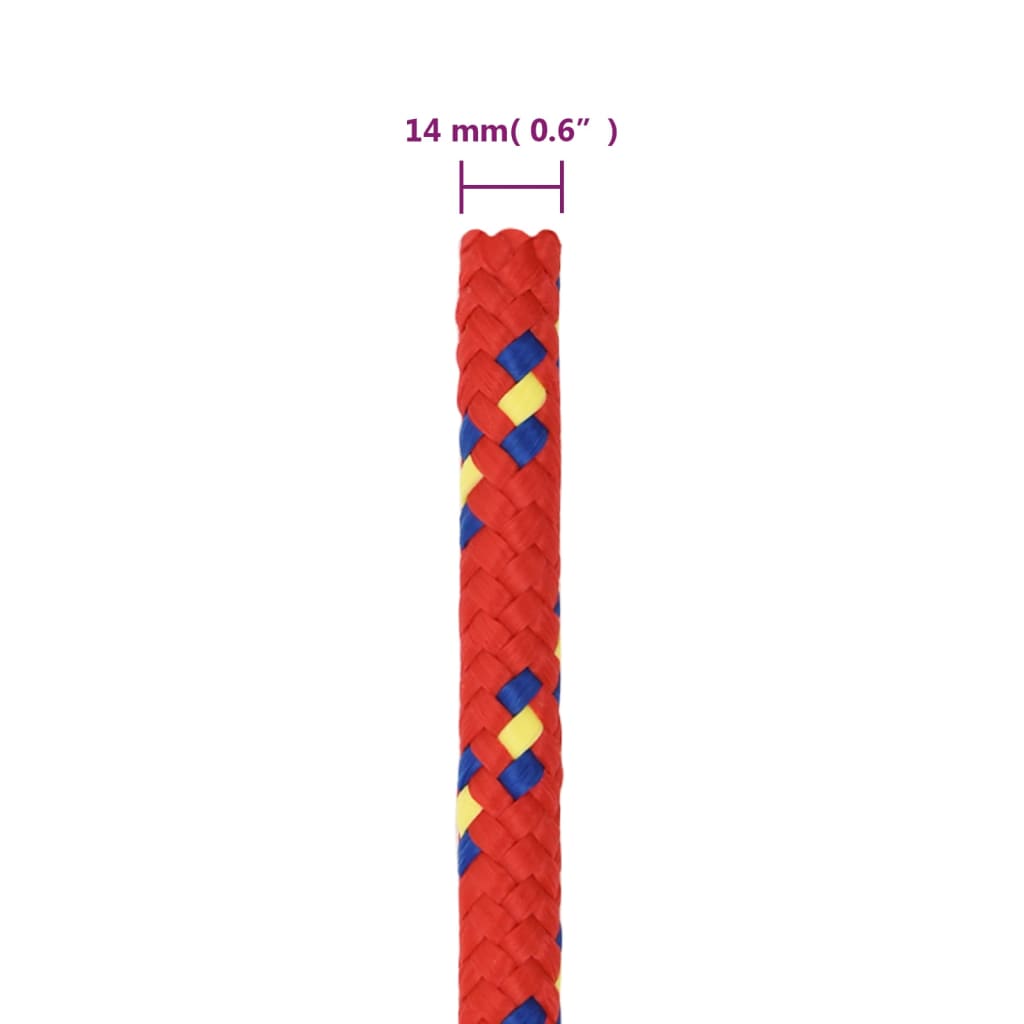 vidaXL Linka żeglarska, czerwona, 14 mm, 25 m, polipropylen