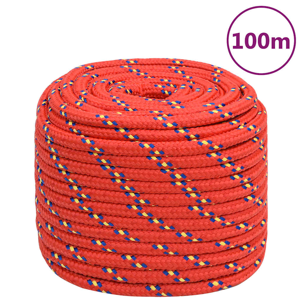vidaXL Linka żeglarska, czerwona, 16 mm, 100 m, polipropylen
