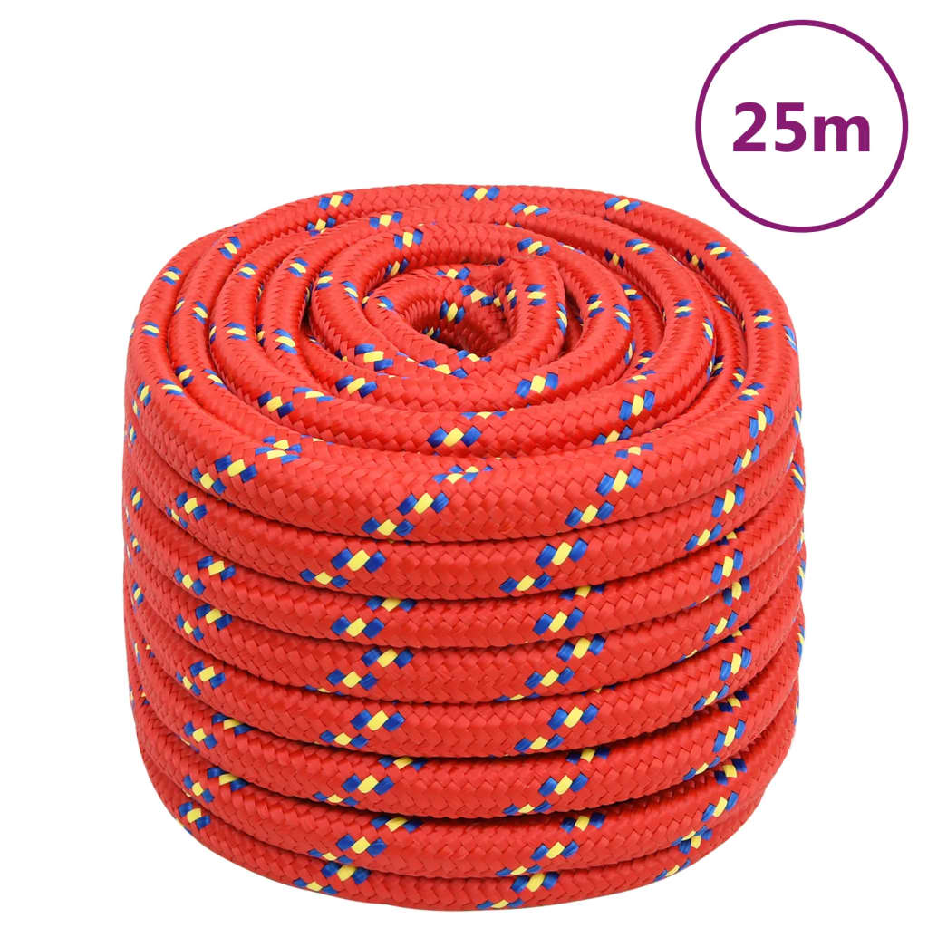 vidaXL Linka żeglarska, czerwona, 20 mm, 25 m, polipropylen