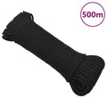 vidaXL Linka żeglarska, czarna jednolita, 3 mm, 500 m, polipropylen