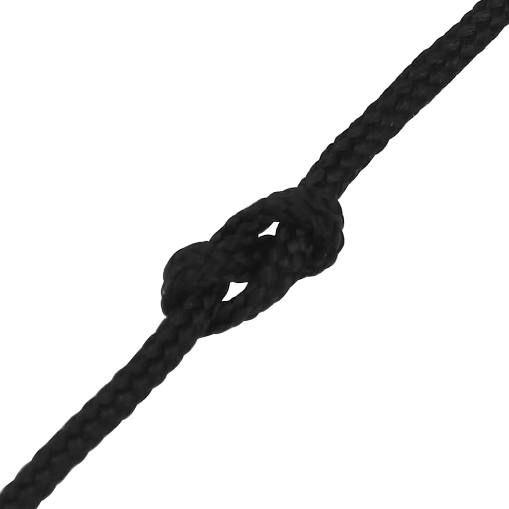 vidaXL Linka żeglarska, czarna jednolita, 3 mm, 500 m, polipropylen
