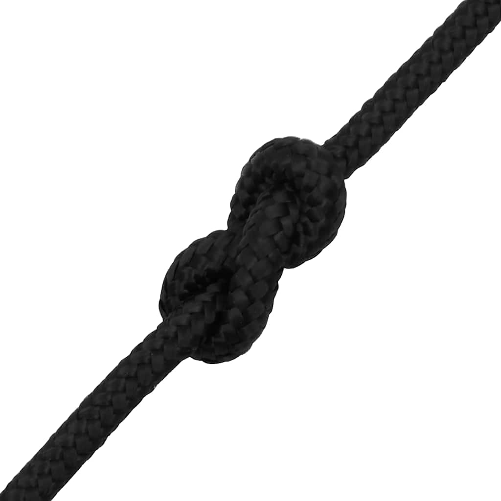 vidaXL Linka żeglarska, czarna jednolita, 8 mm, 25 m, polipropylen