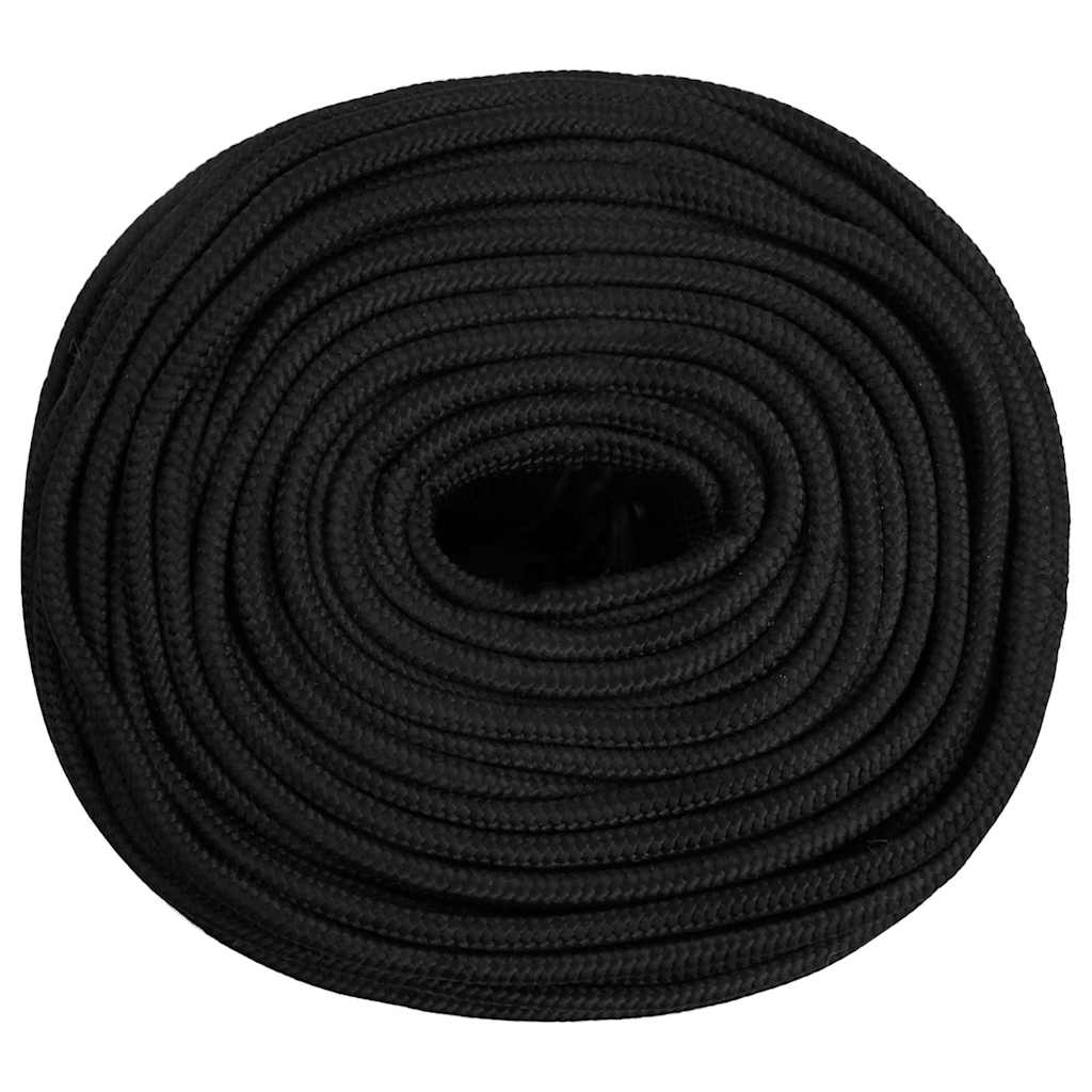 vidaXL Linka żeglarska, czarna jednolita, 8 mm, 50 m, polipropylen