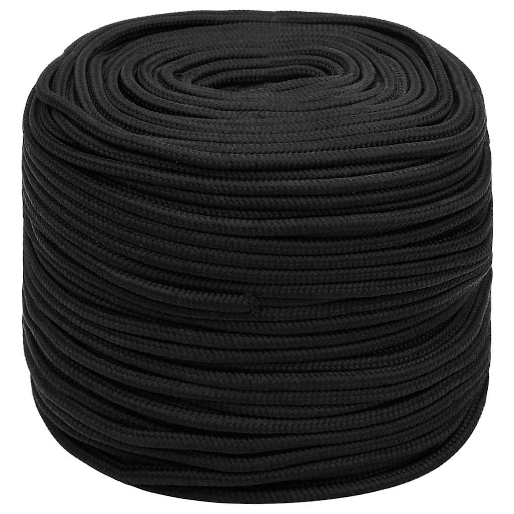 vidaXL Linka żeglarska, czarna jednolita, 8 mm, 250 m, polipropylen