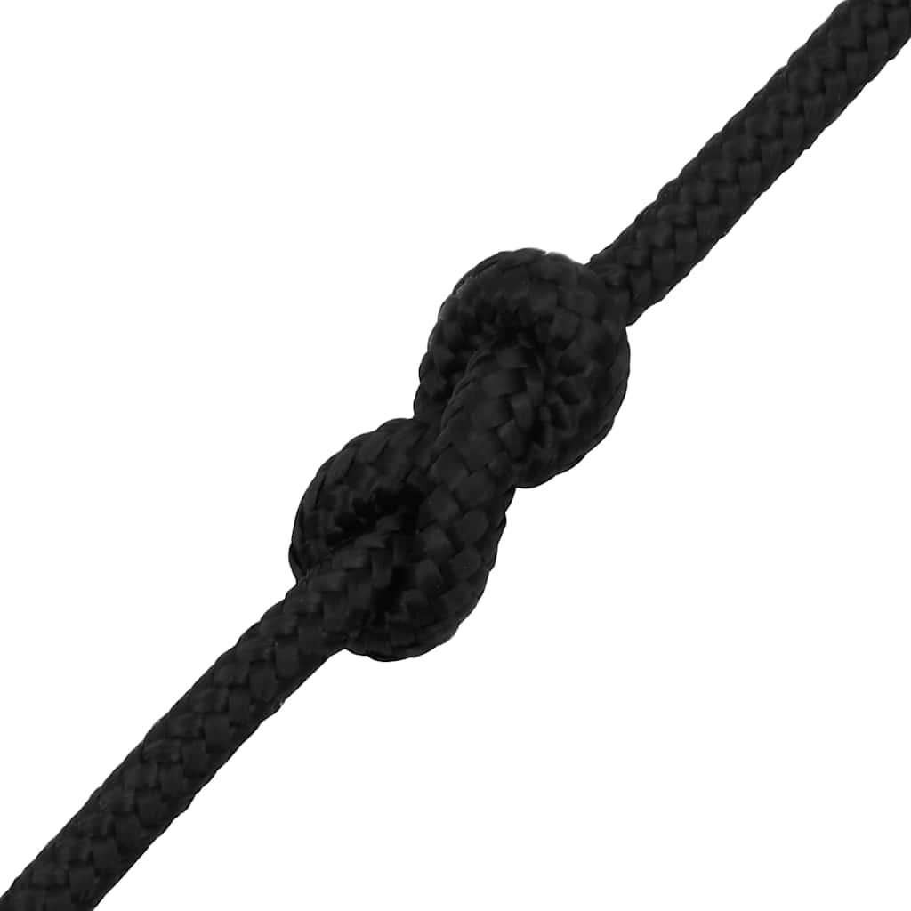 vidaXL Linka żeglarska, czarna jednolita, 8 mm, 250 m, polipropylen