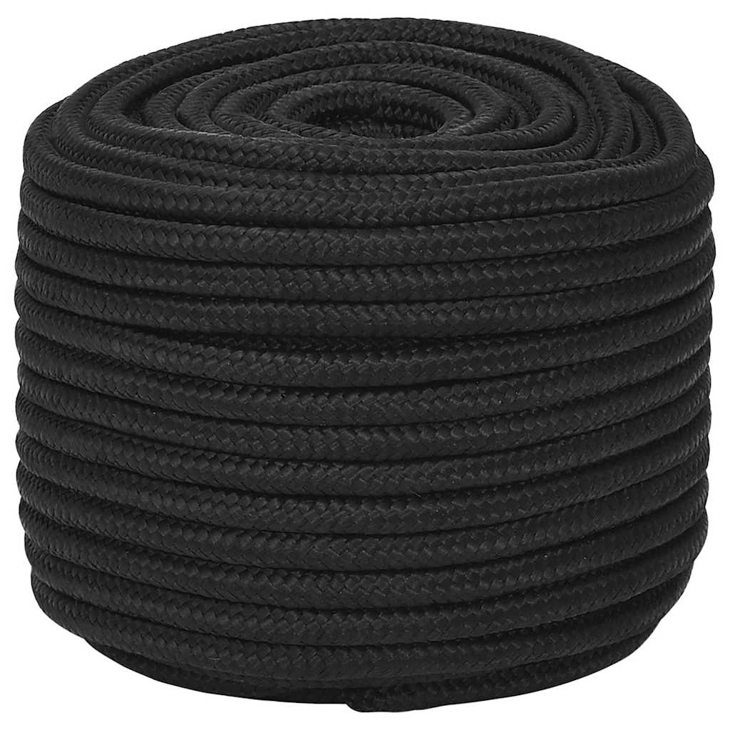 vidaXL Linka żeglarska, czarna jednolita, 12 mm, 25 m, polipropylen
