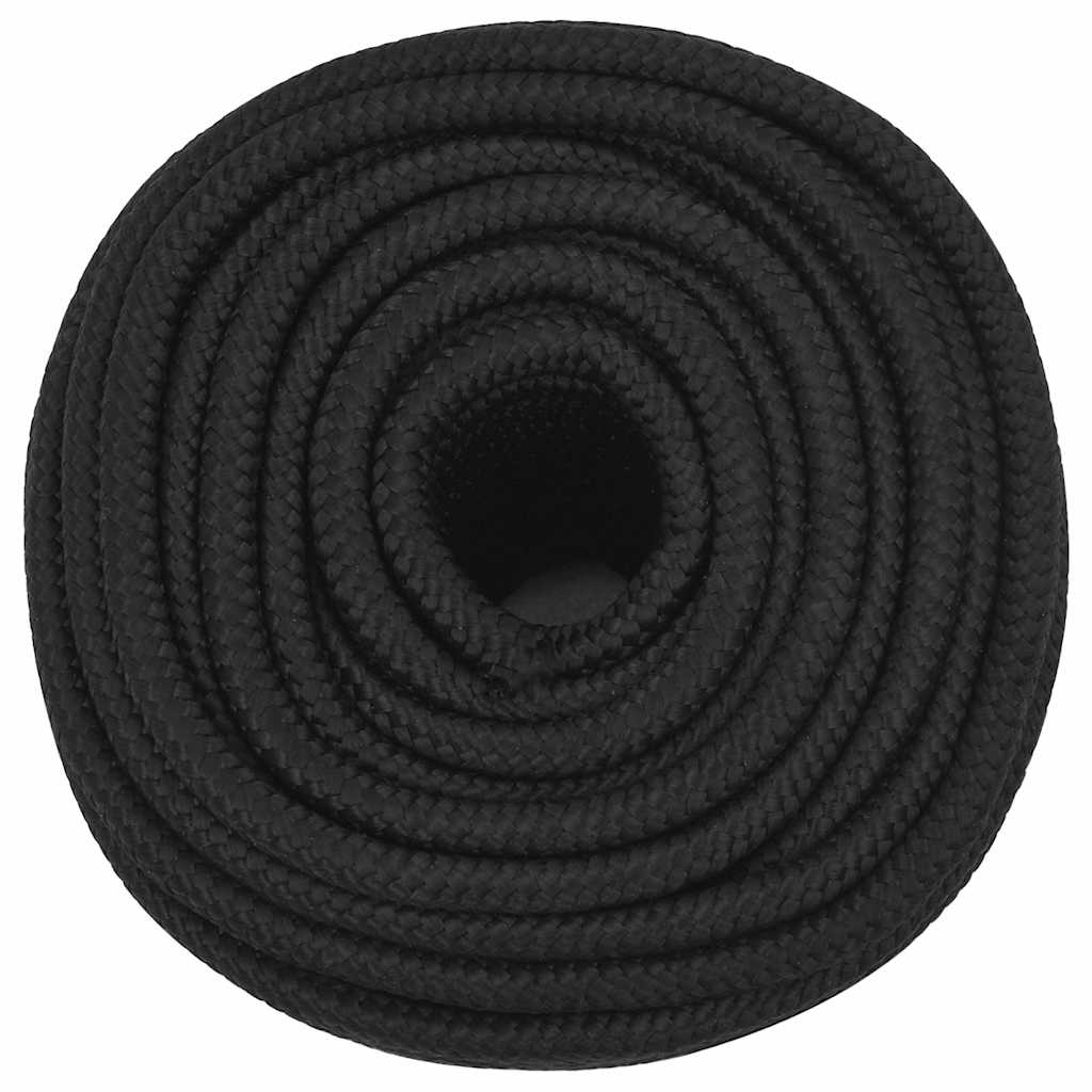 vidaXL Linka żeglarska, czarna jednolita, 12 mm, 25 m, polipropylen