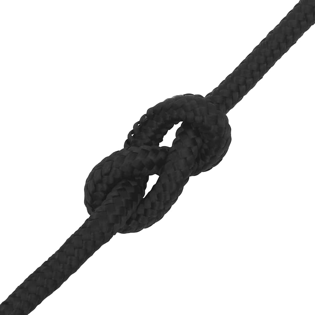 vidaXL Linka żeglarska, czarna jednolita, 12 mm, 25 m, polipropylen