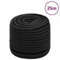 vidaXL Linka żeglarska, czarna jednolita, 16 mm, 25 m, polipropylen